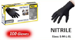 REFLEX Disposable Black Nitrile Gloves x 100(M) - powder free