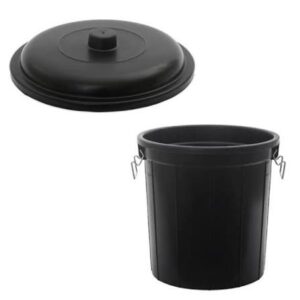 waste bin black plastic 56ltr. with lid