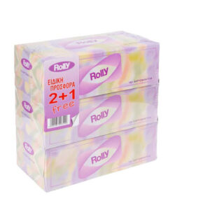 Facial Tissues Rolly 150 Sheets 2 ply (2+1 Free)